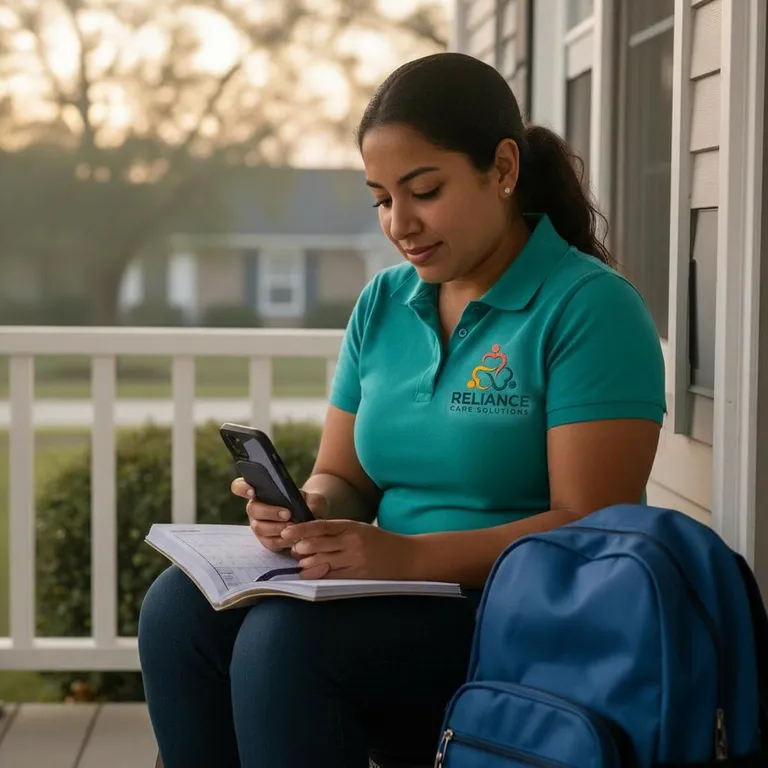Flexible DSP schedules in Lucas County Ohio. A caregiver balances work with family and personal life at Reliance Care Solutions.