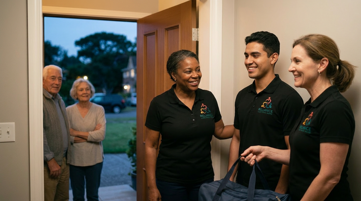 Reliance coordinator arriving at a family's door for short-notice respite